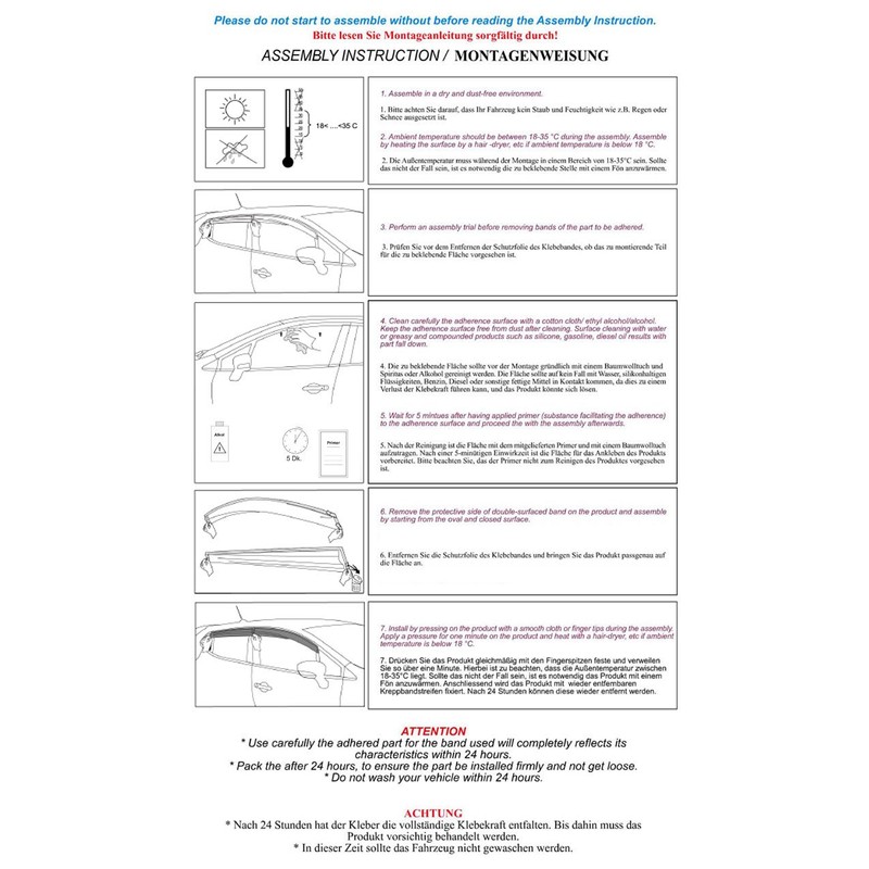 OMAC Front Side Door Window Air Rain Vent Visor Wind