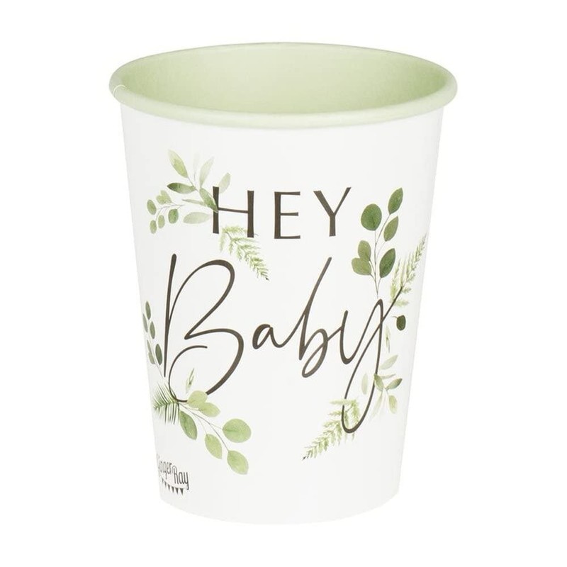 Ginger Ray Botanical Baby Shower Paper Party Cups 8 Pack,