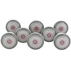 G Decor Set of 8 Pink Positive Energy Ceramic Door Knobs Vintage Shabby Chic Cupboard Drawer Pull Handles