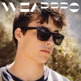 wearPro Men's Polarised Retro UV400 Protection Square Sunglasses for Driving and Sports, Charcoal grey