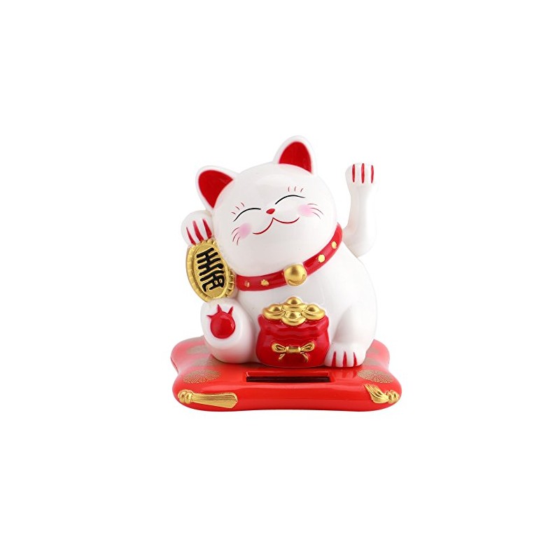 Haosie Lucky Cat, Lucky Cat Waving Arm, Solar Powered Maneki