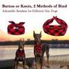 Plaid Dog Bandana with Button, Dual Layer Soft Cotton Triangle