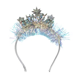 Soochat Happy New Year Headband Tiara New Year Headband Hair Hoop Headdress with Tinsel New Year Eve Party Supplies