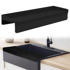 TAEYONK Silicone Kitchen Sink Edge Protector,sink edge guard for Kitchen Sink Accessories Gadgets Kitchen Sink Stainless Steel Splash Guard For Bathtub Sink kitchen sink protector(4""X20""), Black
