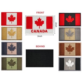 9 Pcs Canada Flag Patches, Canadian Flag Velcro Patch Embroidered Hook Loop, DIY Badge Patches for Hats Clothes Jeans Bags, Tactical Military Morale Patch Hook and Loop