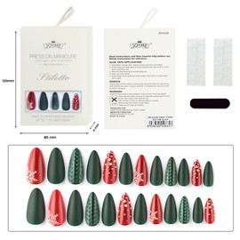 Matte Almond Press on Nails Long Acrylic False Nails with jelly glue False Nails with Design Artificial Nails for Women and Girls,30pcs (Dark Slate Gray)