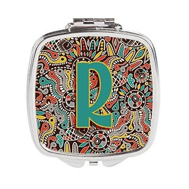 Caroline's Treasures CJ2013-RSCM Letter R Retro Tribal Alphabet Initial Compact Mirror, Multicolor