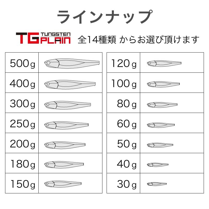 FUNKS TG Plain Tungsten Jigs 50g x 5 Unpainted Metal