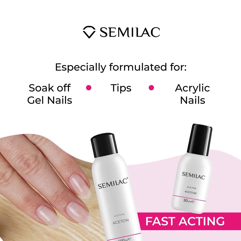 Semilac Remover Acetone Nail Polish Remover 125 ml for Hybrid
