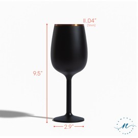 NEWPORT Stemware Collection Premium Vacuum Insulated Stainless Steel Wine Glass, Lightweight Wine Glass, Unbreakable & Drinks Stay Cold, Non-Slip Silicon Base, Cocktail Glasses, 12oz, Black