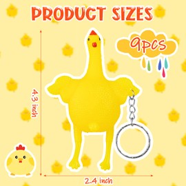 LSLYHTC 9Pcs Chicken Keychain Funny Mini Chicken Keyring Keychain Amusing Chickens Laying Eggs Stress Relieve for Bag Key Pendant Party Favors Party Gag Favor