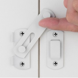 INIRET 4 Packs Matte White Barn Door Latches，2.75” x 2.02” Stainless Steel barn gate flip Door Latch Bi-fold Door Lock,Sliding Door Latches Wine Cabinet Closet Door Latches，White Finish.