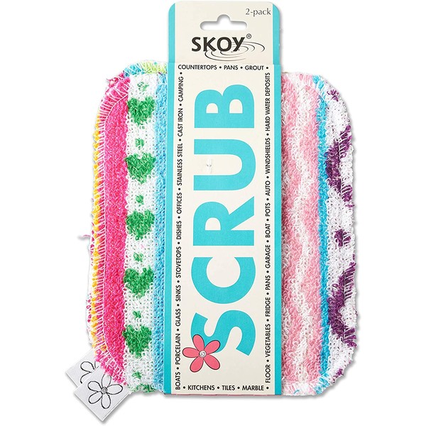 Skoy Scrub, Non-Scratching, Reusable Scrub for Kitchen and Household Use, Environmentally-Friendly, Dishwasher Safe, 2-Pack – Assorted Colors