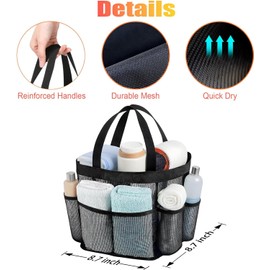 Portable 7-Pocket Dorm Shower Bag,1Pc Mesh Shower Caddy Tote Shower Caddy,Mesh Shower Caddy Toiletry Organizer Hanging Shower Tote Bag,Mesh Shower Caddy Mesh Shower Bag for College Dorm Room Essential
