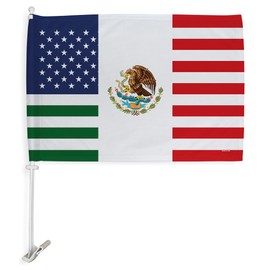 USA Mexico Car Flag For Cars Decorations Mexicanos Bandera Para Carros Window Clip Pole Mount Kit Truck Rod Protest Sign Poster Independence Day Mexican LA Auto Accessories