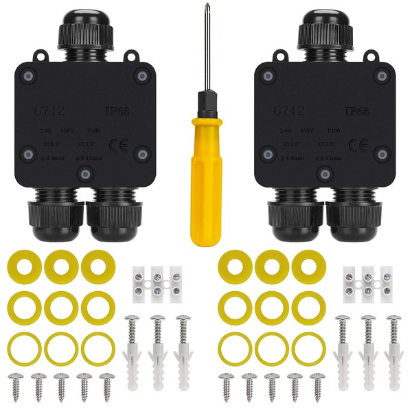 Anicoll junction box, IP68 waterproof cable connector, large 3-way junction