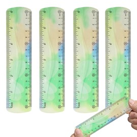 4 PCS Flexible Small Ruler,6 inch Plastic Ruler,Shatterproof Straight Edge Ruler Soft Bendable Ruler Student School Office Supply Ruler