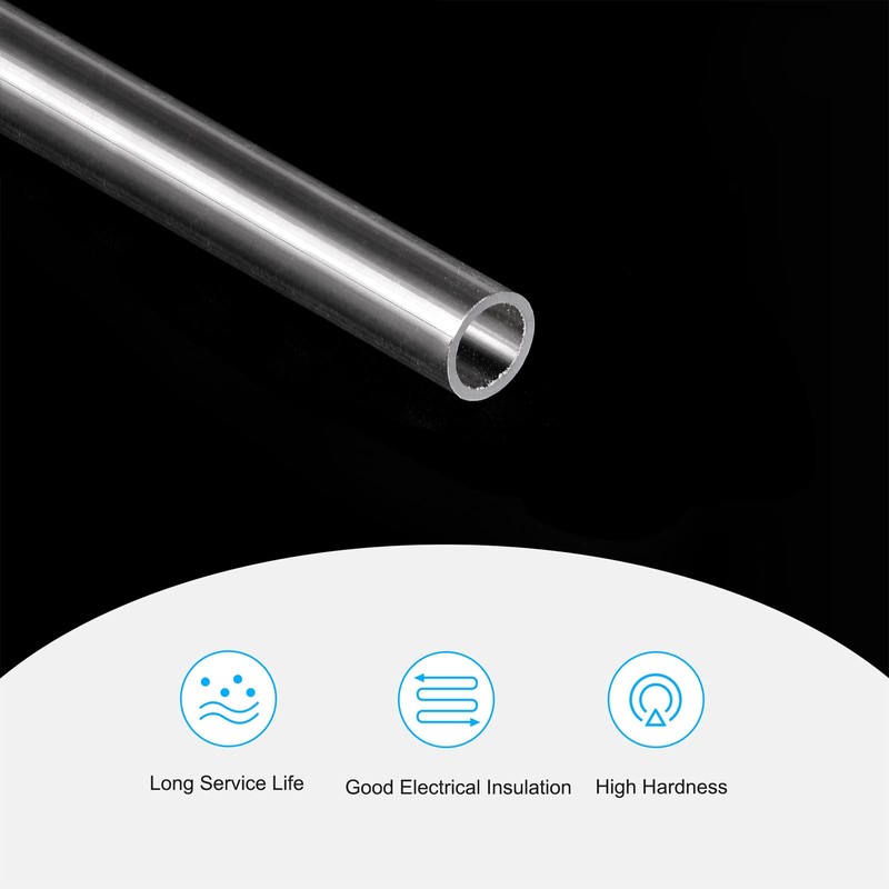 sourcing map Plastic Pipe Rigid Polycarbonate Round Tube Clear 0.16"(4mm)