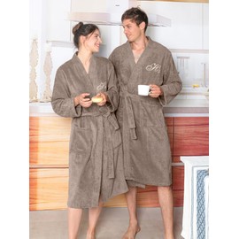 AW BRIDAL His and Her Robes Gifts Couple Matching Robes Wedding Gifts Anniversary Engagement Gifts Cotton Terry Cloth Robe for Men Women Shower Spa Hotel Robe, Falcon His/Hers