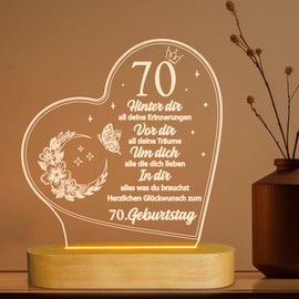 OkiyiD Birthday Woman Man, 70th Birthday Gifts - Acrylic Night Light Gifts Decoration, 70th Birthday for Dad, Mom, Friends, Husband, Wife, 70th Birthday Gift Ideas