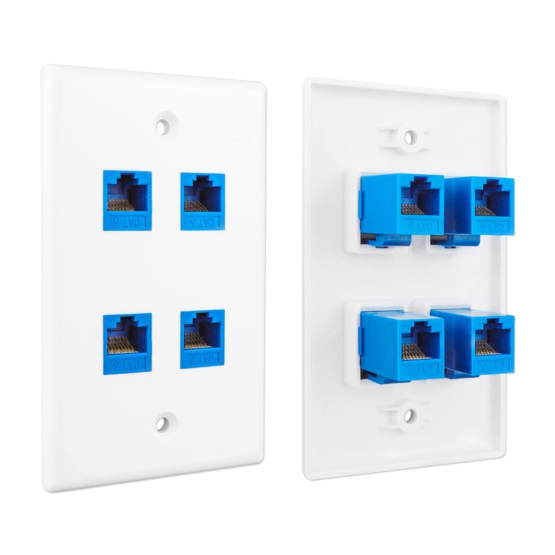Iwillink (1-Pack) 4-Port Ethernet Wall Plate, Keystone Jack Wall Plate