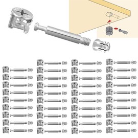 BITEFU Set of 40 Furniture Connectors, Eccentric Cabinet Connectors, Diameter 15 mm, Screw-In Dowels for Splicing Furniture, Cabinet, Table Cabinets (M6 x 40 mm, Zinc Alloy)