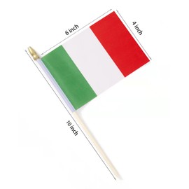 Lebei Small Italy Italian Flag Mini Handheld 4x6 Inch Stick Flags 12 Pack