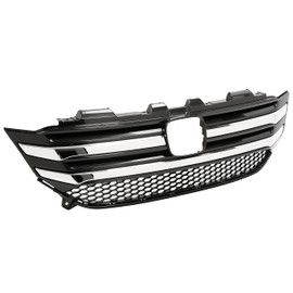 HECASA Front Upper Grille Compatible with 2016-2018 Honda Pilot W/Chrome Trim Molding Mesh Bumper Grill
