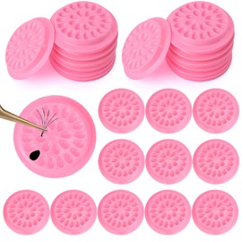 100Pcs False Lash Glue Holder Disposable Eyelash Tray Eyelashes Glue Holders Lash Trays Eyelash Extension Holder Pallet Pads for Eyelash Extensions (Pink)