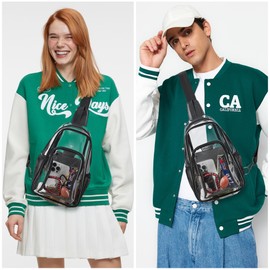 Mroede Clear Bag for Stadium Approved Events 4-Pockets Clear Sling Crossbody Bag for Women Men Clear Purse for Concert Sport