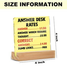 Funny Office Desk Decor Answer Rate Clear Acrylic Sign, Humorous Office Cubicle Decor Desk Accessories for Work Table Shelf, Funny Gifts for Women Men Manager Coworkers,4x4 Inch