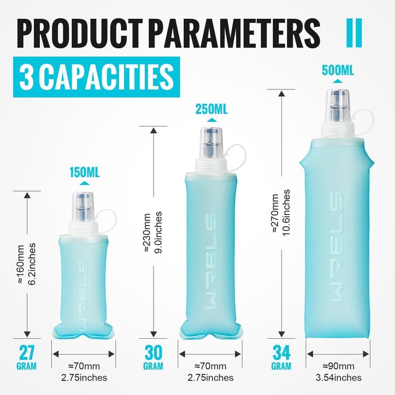 WRELS Soft Flasks Running Water Flask Folding Soft Water Bottles