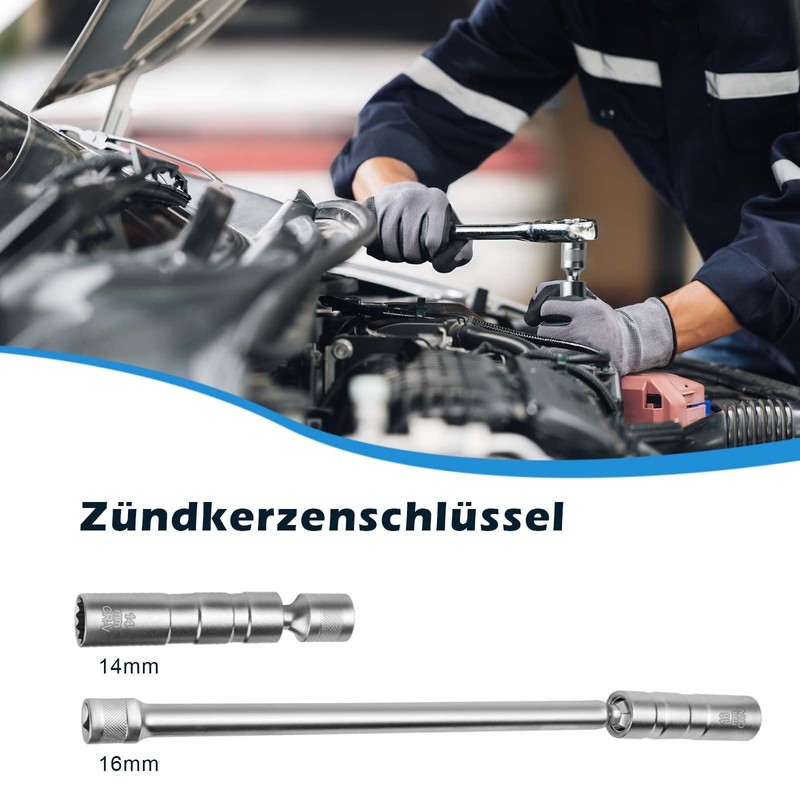 Generisch Spark Plug Wrench 16 mm and 14 mm, Magnetic