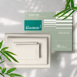 Thread Spread 80% Cotton, 20% Viscose Derived from Bamboo Sheets Queen - 4 Piece Sheets for Queen Size Bed, Silky Soft, Queen Cooling Sheet Set, Fits upto 18" Deep Pocket - Ivory Luxury Sheet