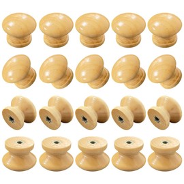 NILLOS Drawer Pull Cabinet Knob, 20 PCS Round Wood Unfinished Drawer Handles for Cabinet, Furniture, Drawer Knobs (2.3 * 2 cm/0.9 * 0.78 in)