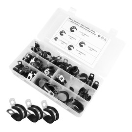 SEWACC 48 Pcs Stainless Steel Rubber Cushioned Cable Clamp Assortment Kit Durable Insulated Clamps for Hoses and Cables Extreme Environments Easy to Install and Use