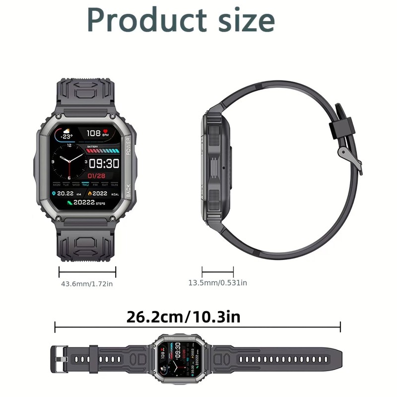 ZPIMY Men's Smart Watch with Bluetooth Call, 1.8 Inch AMOLED