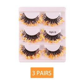 FAIRYGATE Eyelashes with Glue Dramatic Glitter Lashes with Colorful Sequin Makeup DIY False Lash Decorative with Glue and Pink Tweezers for Cosplay Party 3 Pairs, B4810