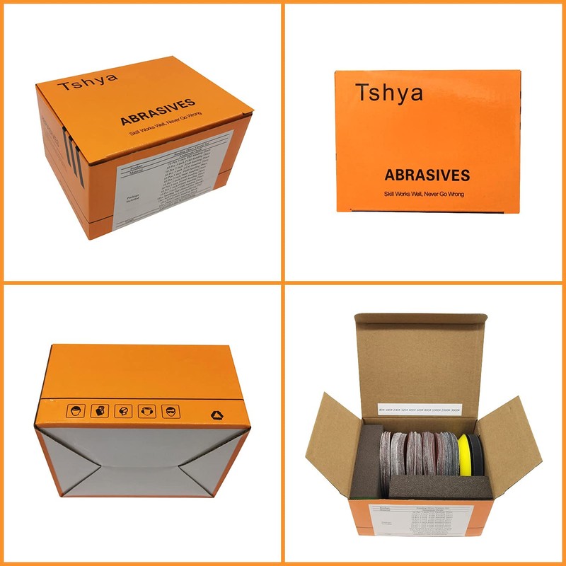 Tshya 100pcs 3inch Sanding Discs Pad with 2Pcs Sanding Sponge