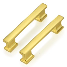 Probrico 10 Pack 3 3/4 Inch Gold Cabinet Handles, Elegant 96mm Brushed Gold Cabinet Pulls for Kitchen & Bathroom, Heavy-Duty Drawer Handles for Dresser Hardware