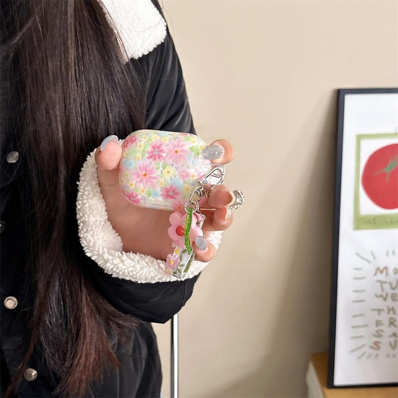 PIQIUZC Compatible with AirPods 4 Case, Cute Grace Pink Floral