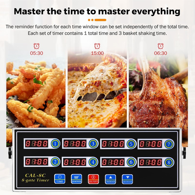 BEAMNOVA 8-Channel Digital Kitchen Timer Commercial Cooking Fryer Reminder Loud