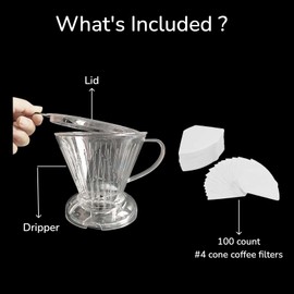 CPUNIVS Coffee Dripper with Coffee Filters Drip Coffee Maker Pour Over 100 coffee Filters Large 18 oz BPA Free