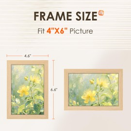 FIXSMITH 4x6 Picture Frame Set of 4, 4x6 Photo Frames with HD Plexiglass for Wall Hanging or Tabletop Display, Natural