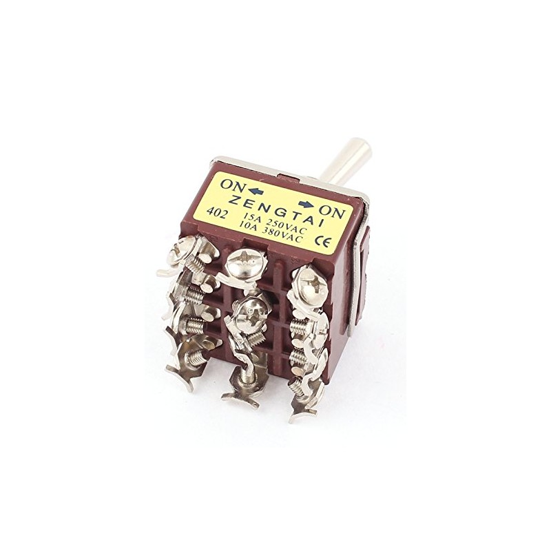 uxcell AC 15A/250V 10A/380V 12 Screw Terminals On/On 4PDT Toggle