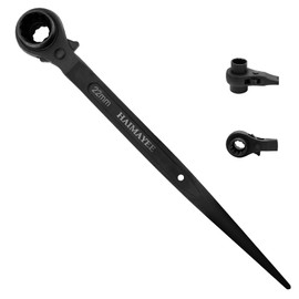 HAIMAYEE Scaffolding Ratchet 19/22 mm Scaffolding Ratchet Right / Left Switchable CR-V with Matte Chrome Surface Ratchet Wrench Black