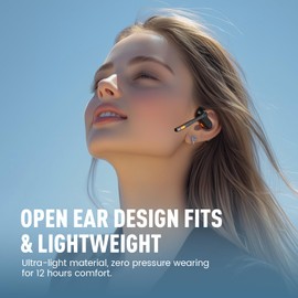 EKSA S30 Open-Ear Headphones Wireless, Bluetooth 5.3 Earphones, 70H Playtime, IPX5 Waterproof Air Conduction Open Ear Earbuds with TubeBass Technology for Office Driving Clear Calls