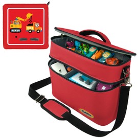 PUNALU Large bag for Toniebox including protective film suitable for Toniebox, space for 68 Tonies, set Toniebox bag + Toniebox sticker (red)