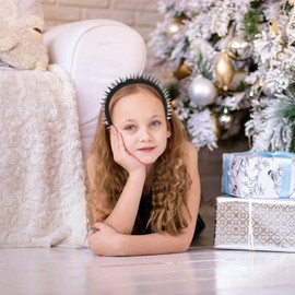 FOMIYES Spike Headbands Punk Studded Headband Gothic Headpieces Steampunk Spikes Hair Hoops No Slip Hair Band Silver