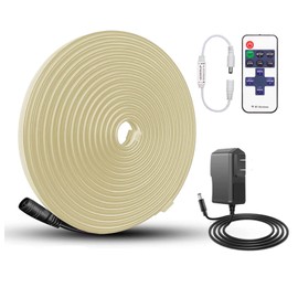 KOOLMEX Tira LED Neon Flex 5 Metros 12V Impermeable con Control y Adaptador, Luce Neon DIY Decoracion para Cuarto, TV, Fiesta(Blanco cálido)